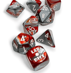 7 Die Set Lab Dice Gemini Red-Steel w/White CHX 30066