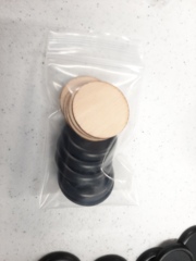 32mm 1inch Round Plastic Bases (5) and Wood Bases (5), Repack