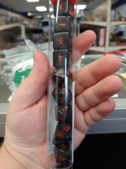 Opaque Black Red 10 Piece Dice Set