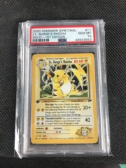 Pokemon Gym Challenge LT. Surge's raichu Holo - 1ST edition PSA 10