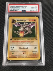 Pokemon Fossil Aerodactyl First edition Holo psa 10