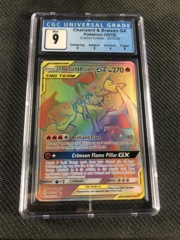 Pokemon Cosmic Eclipse Charizard & Braizen GX Secret Rare CGC 9