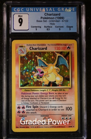 CGC 9 & 9.5 Charizard Full Art & Non Holo Rare Pokémon Card Graded Slabs 2024