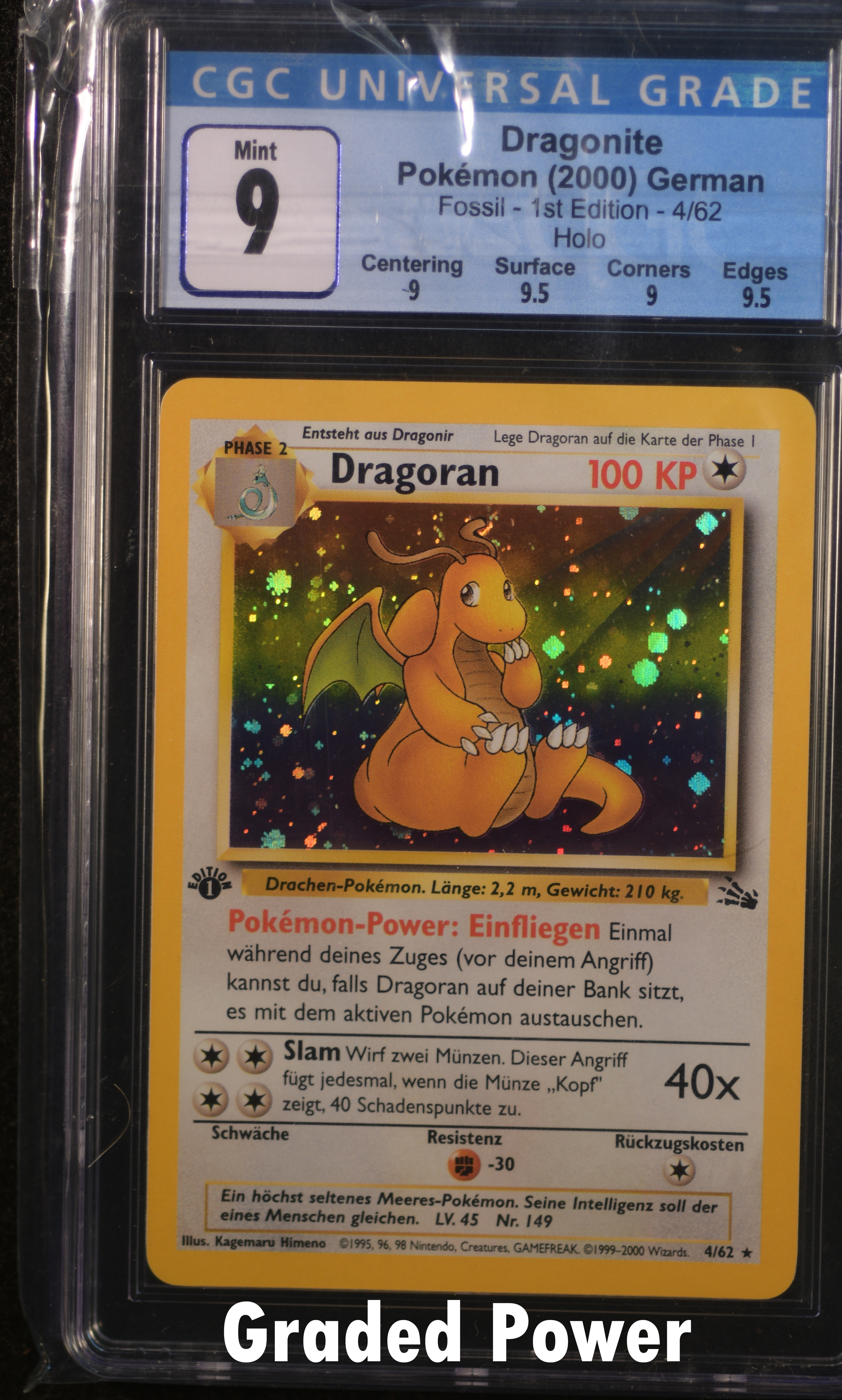 Dragonite CGC 9 Holo GERMAN (8133) 4/62 Quad ++