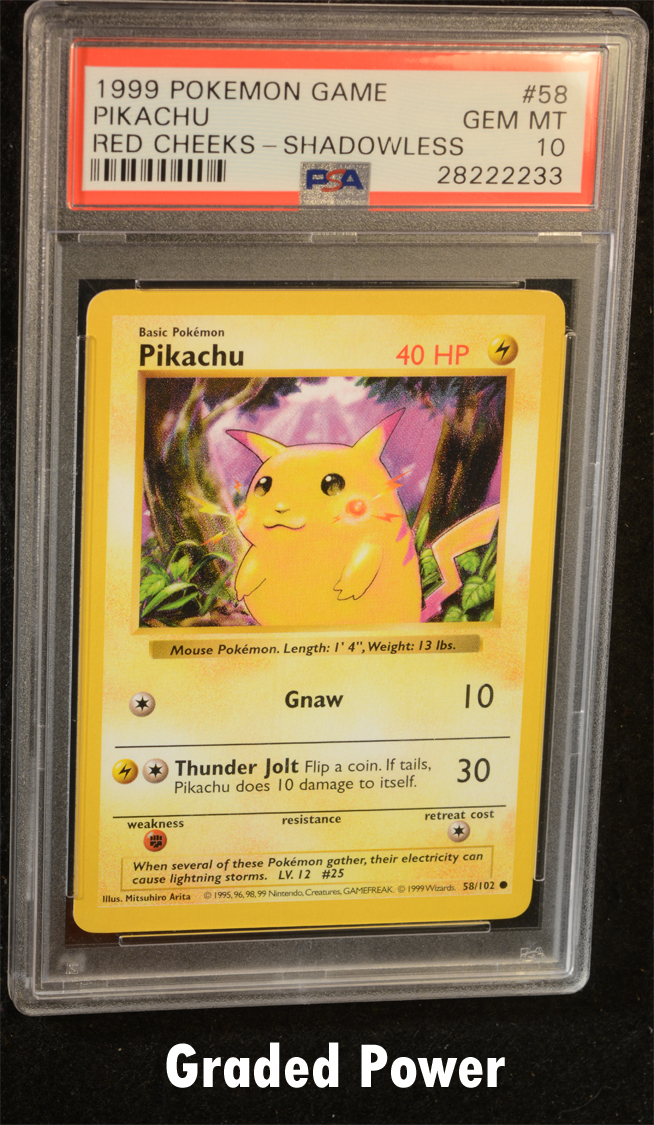 Pikachu Red Cheeks SHADOWLESS PSA 10 (2233) #58 - Pokemon Graded Cards »  Base Set Unlimited Shadowless - Graded Power