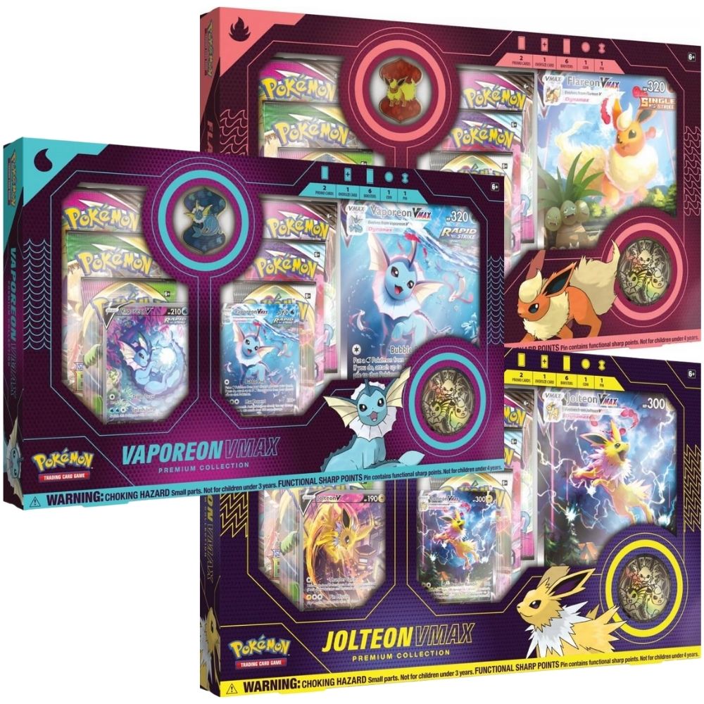 2 Pokemon Shining Fates Collection & Flareon shops VMax Collection