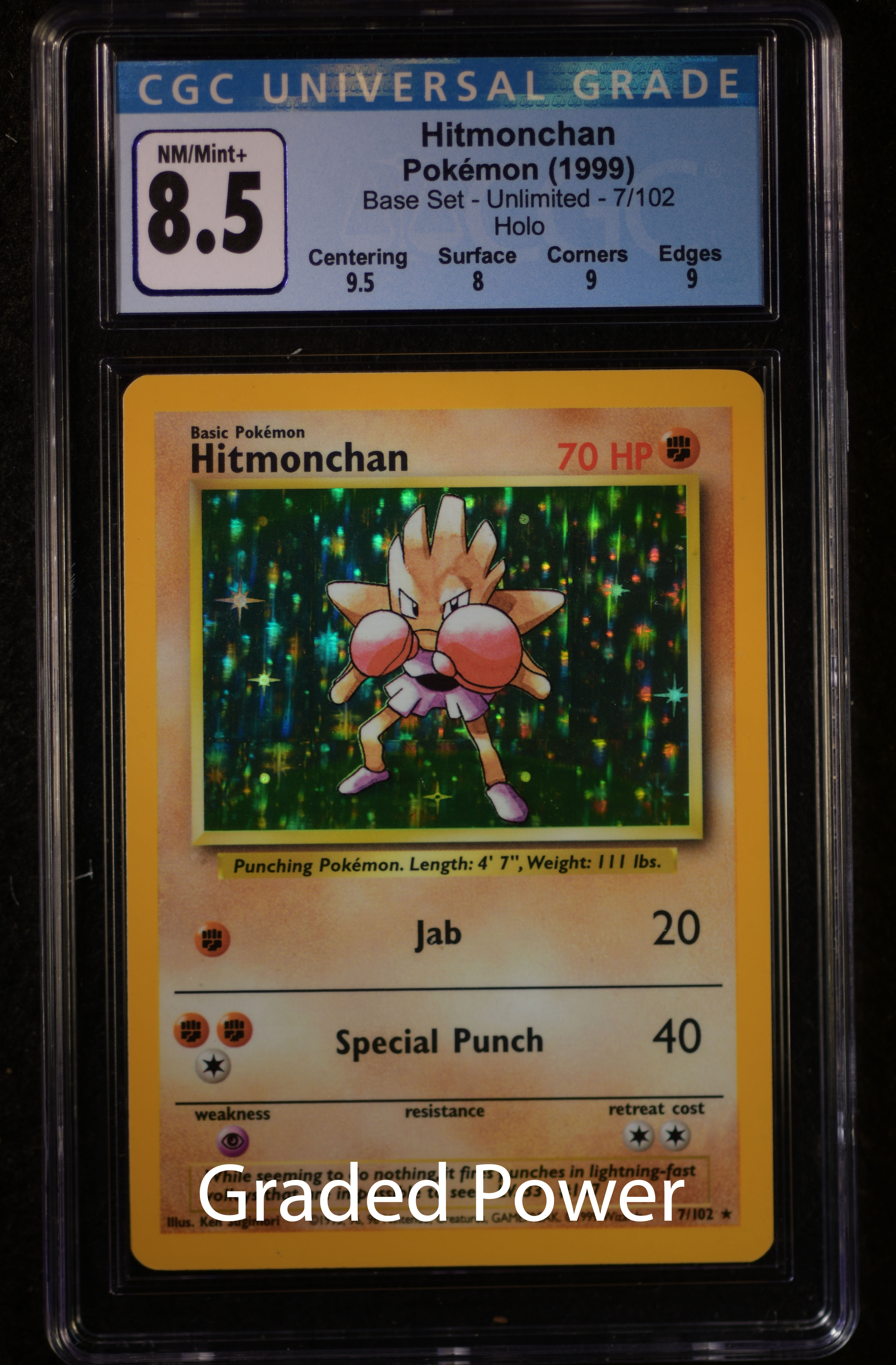 Pokemon Hitmonchan 7/102 Base good Set Holo