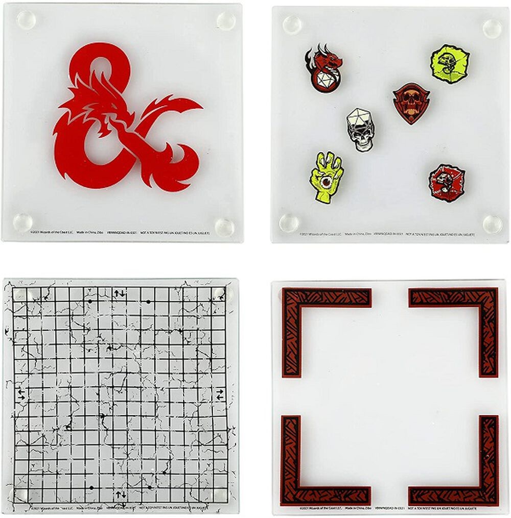 D&D Stacking Glass Coaster Set of 4 New