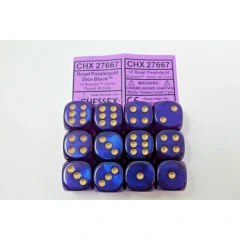 Borealis Royal Purple/Gold 16mm D6 (12 Dice)