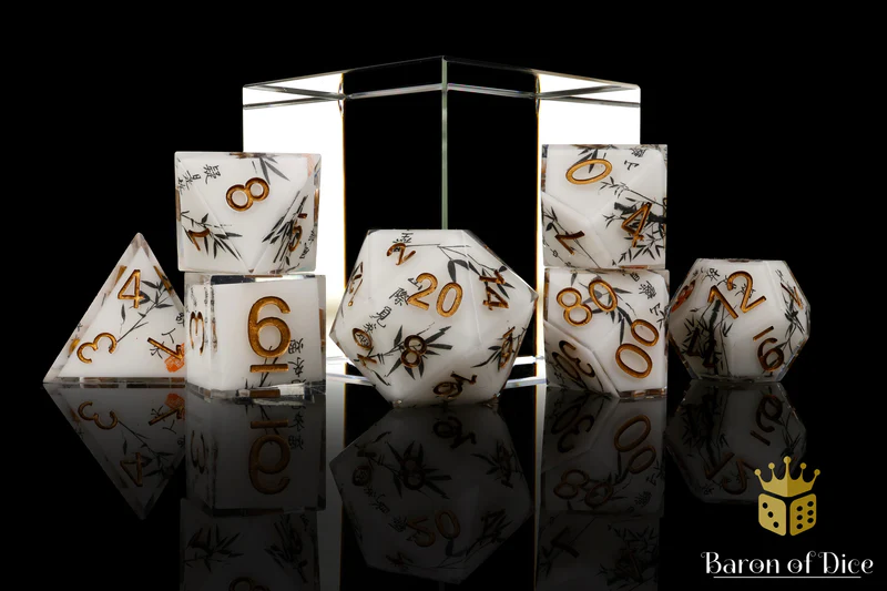 White Bamboo - Sharp Edge RPG Dice - 7 Pieces