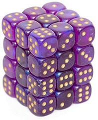 Borealis Royal Purple/Gold 12mm D6 (12 Dice)