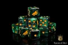 Drake Dice - Green & Gold - Square Corner