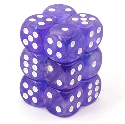 Borealis Purple/White 16mm D6 (12Dice)