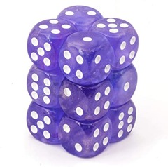 Borealis Purple/White 16mm D6 (12Dice)