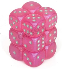 Borealis Pink/Silver 16mm D6 (12 Dice)