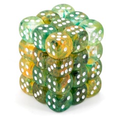 Nebula Spring/White 12mm D6 (36 Dice)