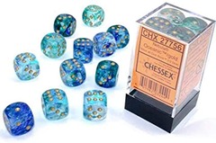 Nebula Oceanic/Gold 16mm D6 (12 Dice)