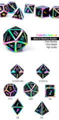 Metal & Enamel Dice Set (7pcs) Black Iridescence