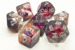 Old School 7 Piece DnD RPG Dice Set - Dragon Eye - Skeletal