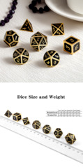 Metal & Enamel Dice Set (7pcs) Black & Gold