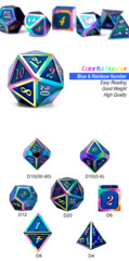 Metal & Enamel Dice Set (7pcs) Aquamarine Iridescence