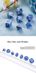 Metal & Enamel Dice Set (7pcs) Azure & Silver