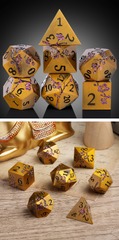 Metal & Enamel Dice Set (7pcs) Sakura - Bronze