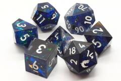 Old School 7 Piece DnD RPG Metal Dice Set - Sharp Edged Dice  - Blitzar