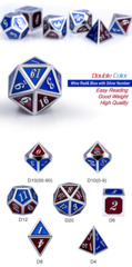 Metal & Enamel Dice Set (7pcs) Burgundy & Blue