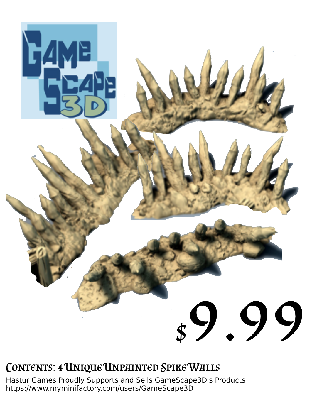 GameScape3D Terrain - 4 Unique Spike Walls