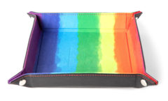 Metallic Dice Games Watercolor Rainbow Velvet Dice Tray with Leather Backing