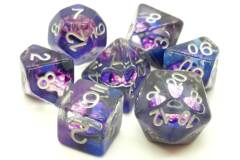 Old School 7 Piece DnD RPG Dice Set - Dragon Eye - Purple