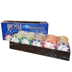 Bicycle Playing Card Accessories: Eight-Gram 2 Color Clay Poker Chips With Tray (100ct)