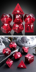 Metal & Enamel Dice Set (7pcs) Sakura - Red