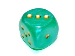 Borealis Teal/gold Luminary 30mm d6 dice w/pips chxd3085