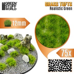 Static Grass Tufts 12 mm - Realistic Green