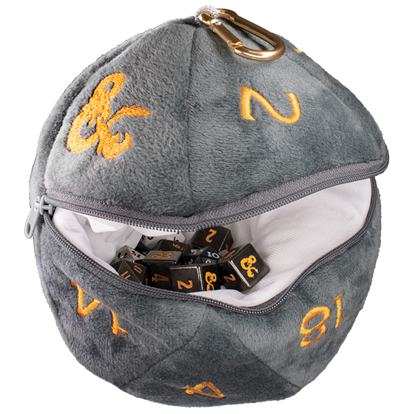 Dice Bag: Plush d20 Grey/Orange D&D Realmspace