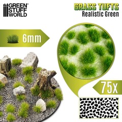 Static Grass Tufts 6 mm - Realistic Green