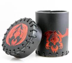 Dice Cup : Flying Dragon Black/Red Leather