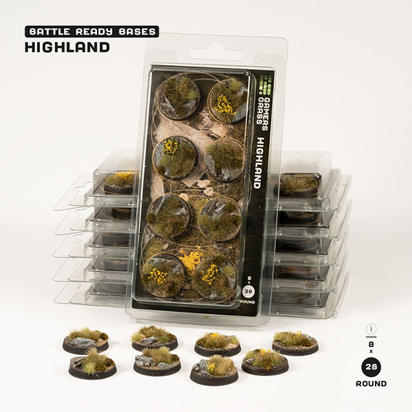 Battle Ready Bases: Highland- Round 28mm (x8)