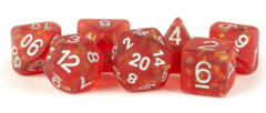 MDG 7 COUNT DICE POLY SET: RESIN ICY OPAL: RED WITH SILVER