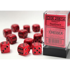 16mm d6 Set: Opaque - Red w/Black (12) (CHX25614)