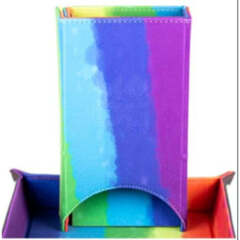 FOLD UP VELVET DICE TOWER: RAINBOW WATERCOLOR