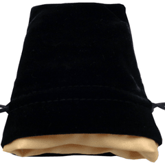 Velvet Dice Bag With Satin Liner 4″x6″ Black w/ Gold Liner