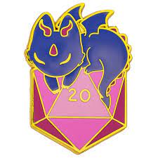 Quests Reward Fine Art Pin: Dragon with D20