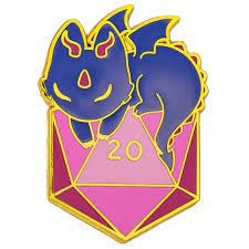 Quests Reward Fine Art Pin: Dragon with D20