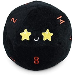 D20 Dice Plushie: Starry Eyes & Fire Eyes - Black