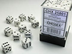 Opaque 12mm White w/Black D6 Dice - CHX25801