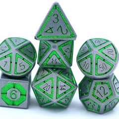 Leyline Metal Dice Set: Iron & Green