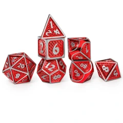 Solid Metal Behemoth Dice Set - Brushed Red